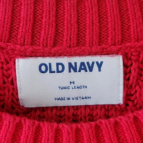 Old Navy Red Chunky Knit Tunic Length Sweater - Size Medium - Picture 7 of 8